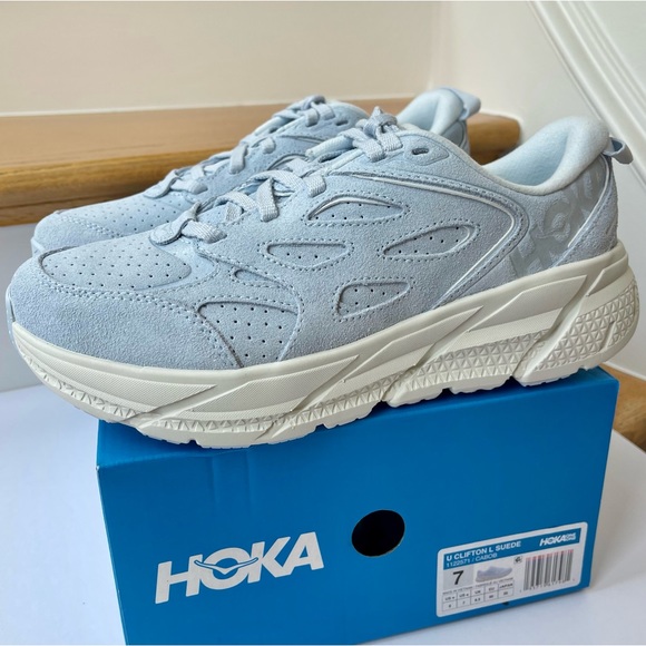 NWT Hoka One One Clifton L Suede in Country Air / Bit of Blue Unisex - Picture 3 of 15
